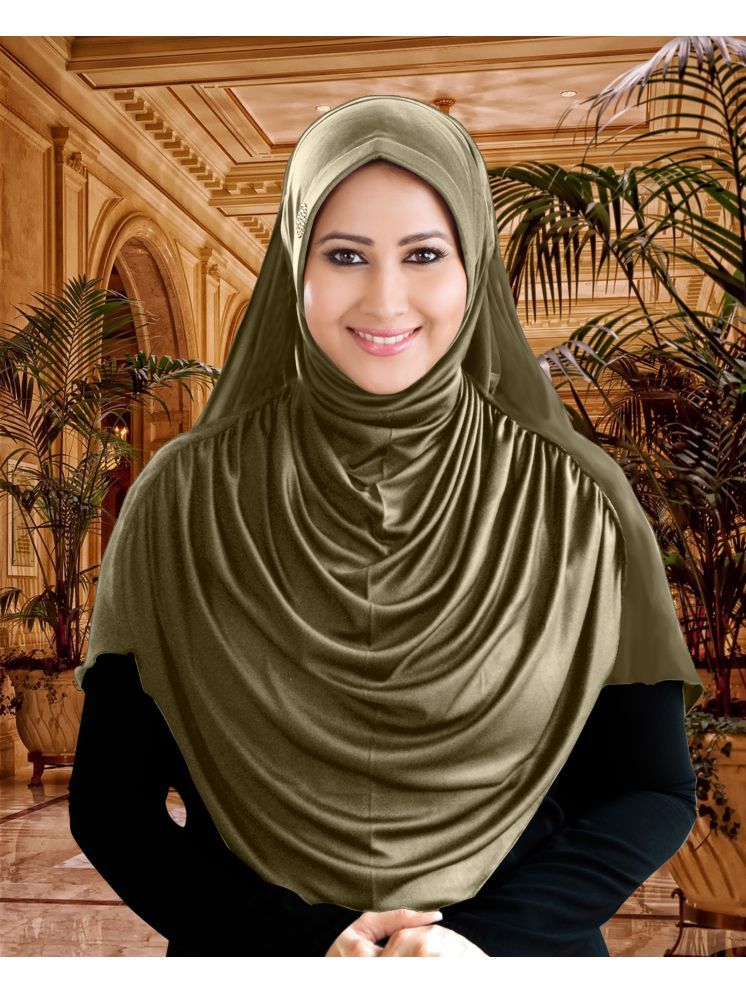     			Mehar Green Polycotton Stitched Hijab - Single