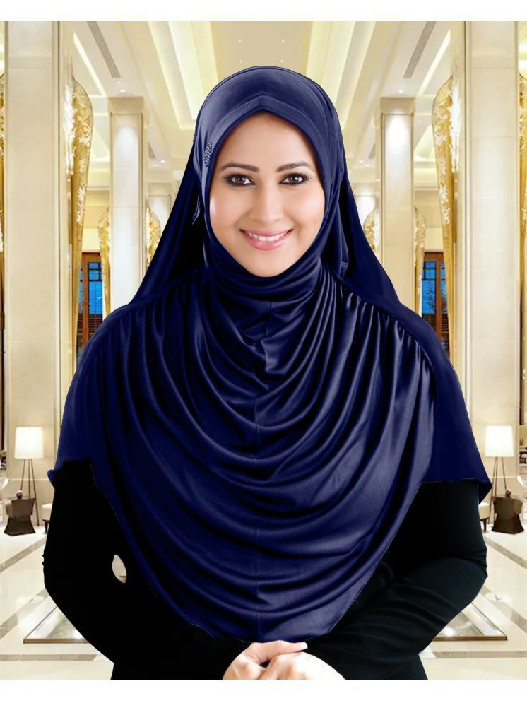     			Mehar Navy Polycotton Stitched Hijab - Single