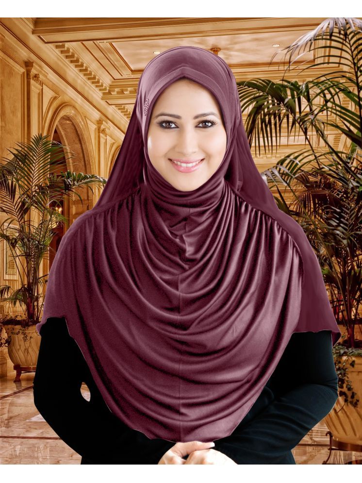     			Mehar Purple Polycotton Stitched Hijab - Single