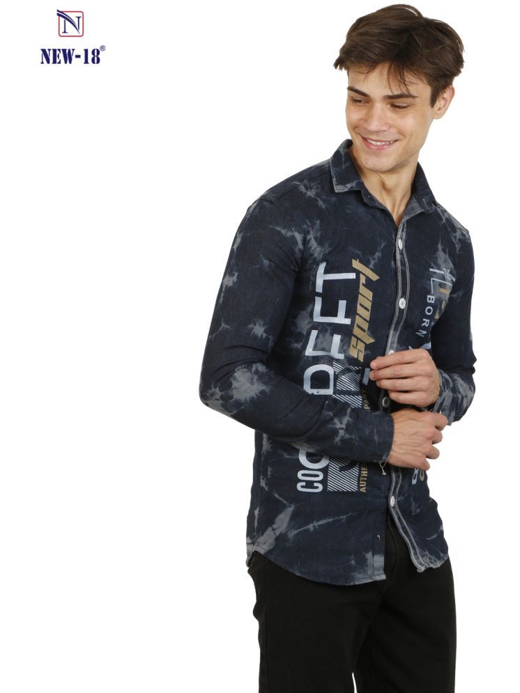     			NEW-18 Denim Regular Fit Printed Full Sleeves Men's Casual Shirt - Blue ( Pack of 1 )