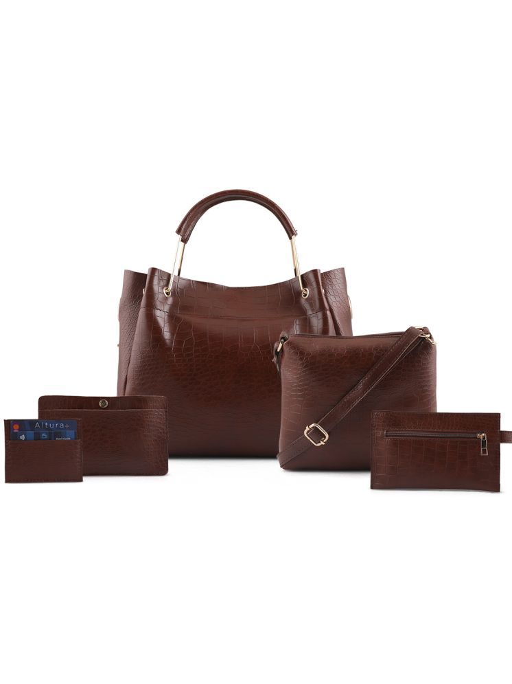     			P purseus Brown Faux Leather Handheld Bag