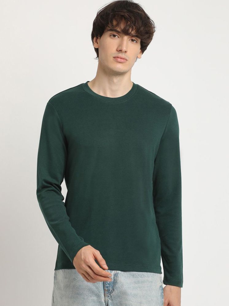     			PLUS PARADISE Cotton Blend Regular Fit Solid Full Sleeves Men's Round T-Shirt - Green ( Pack of 1 )