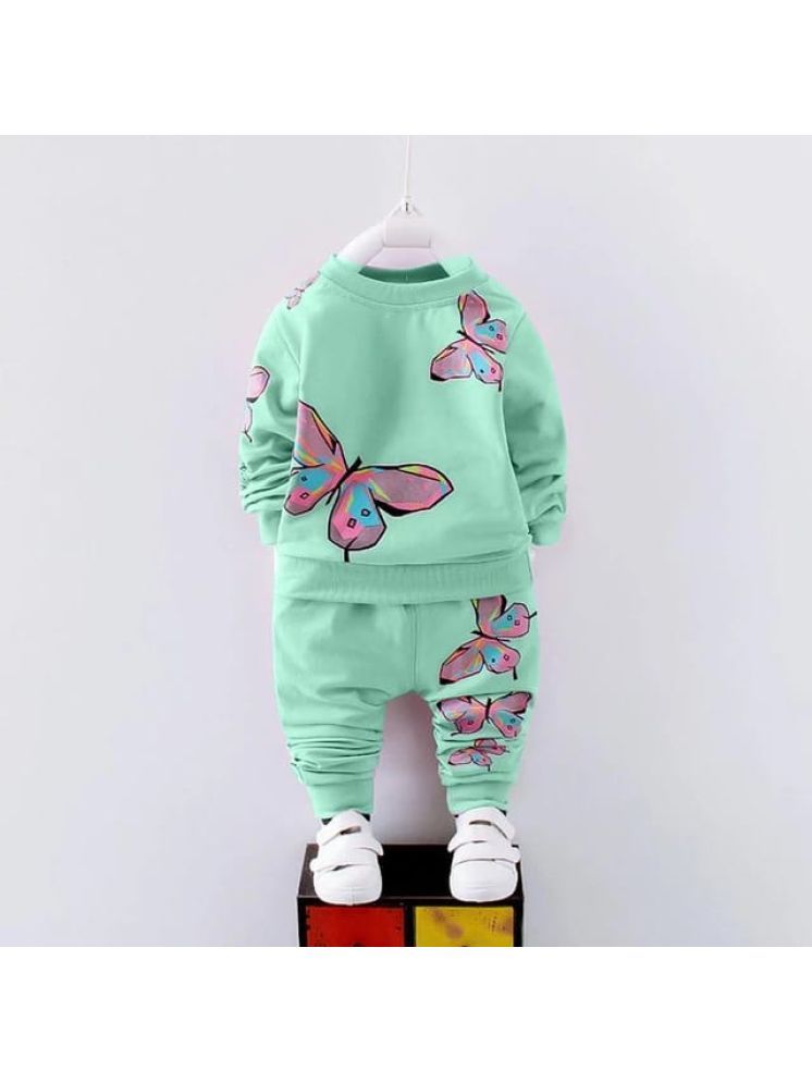     			Pink Angel Green Cotton Girls Sweatshirt With Joggers ( Pack of 1 )