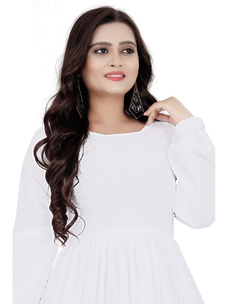     			SARINKU White Anarkali Georgette Women's Stitched Ethnic Gown ( Pack of 1 )