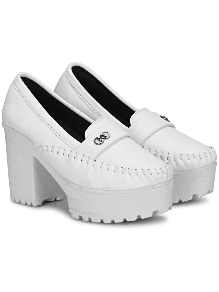     			Saheb White Women's Pumps Heels