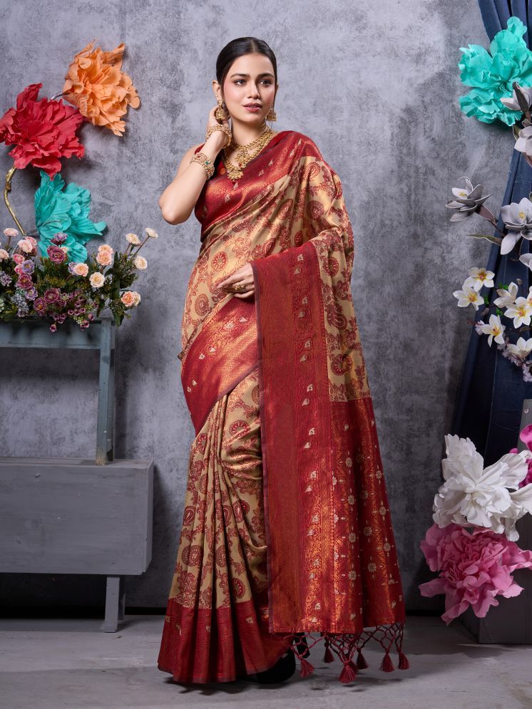     			Saree Exotica Kanjivaram Silk Woven Saree With Blouse Piece - Brown ( Pack of 1 )