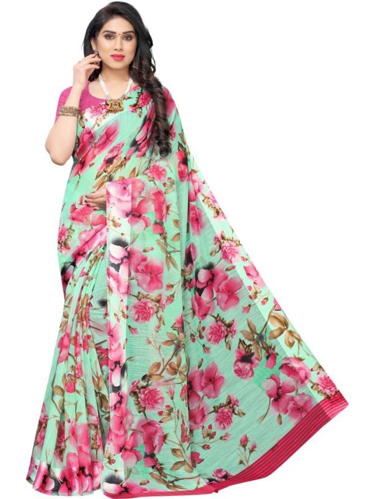     			THE PRIVATE LABLE Cotton Blend Self Design Saree With Blouse Piece - Mint Green ( Pack of 1 )