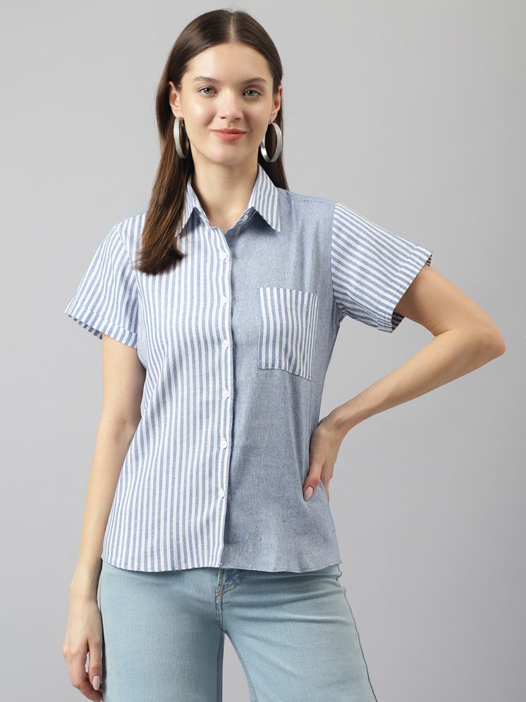     			TOOCHKI Blue Cotton Blend Women's Shirt Style Top ( Pack of 1 )