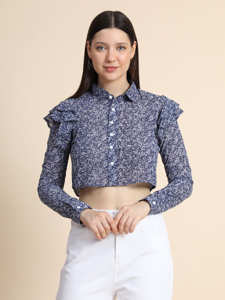     			TOOCHKI Blue Georgette Women's Crop Top ( Pack of 1 )