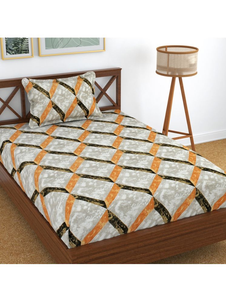     			UrbanArts Microfiber Geometric 1 Single with 1 Pillow Cover - Orange