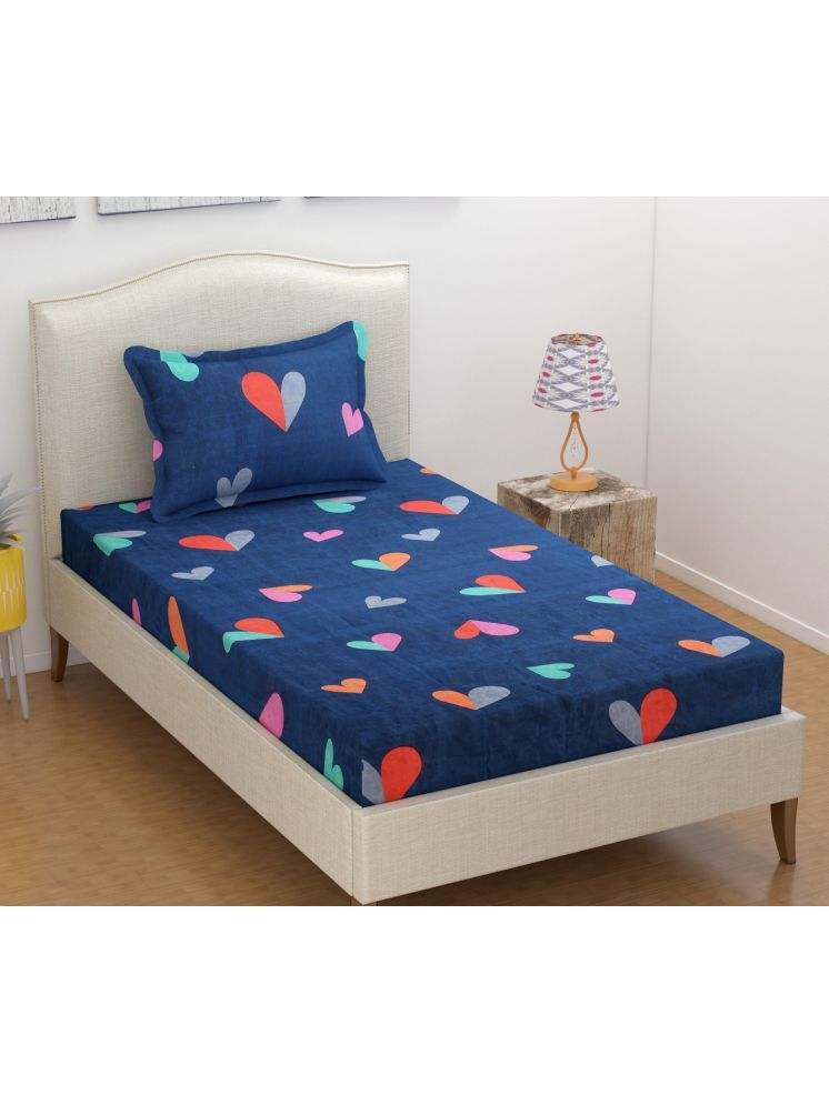     			UrbanArts Microfiber Nature 1 Single with 1 Pillow Cover - Navy Blue