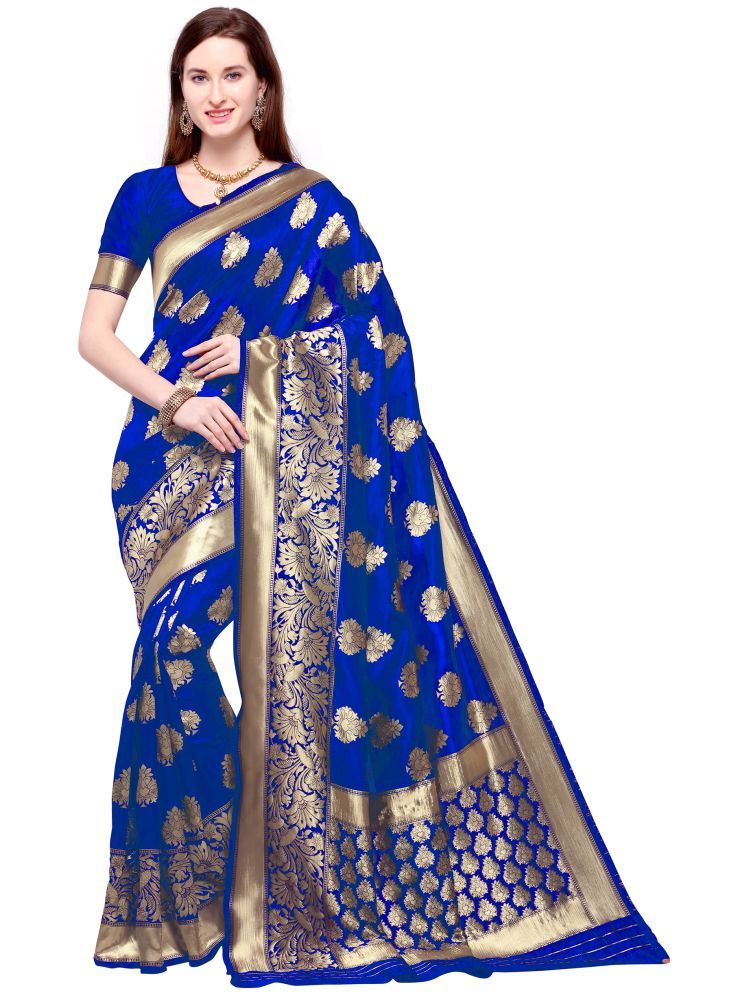     			kedar fab Jacquard Embellished Saree With Blouse Piece - Light Blue ( Pack of 1 )