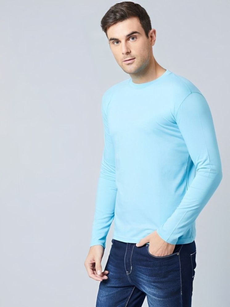     			plusperfaction Cotton Blend Regular Fit Solid Full Sleeves Men's Round T-Shirt - Sky Blue ( Pack of 1 )