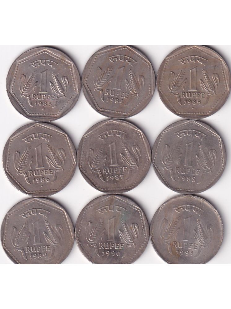     			1983-1991 ONE RUPEES COMPLETE EXCEPT 1982 (9 PCS SET)