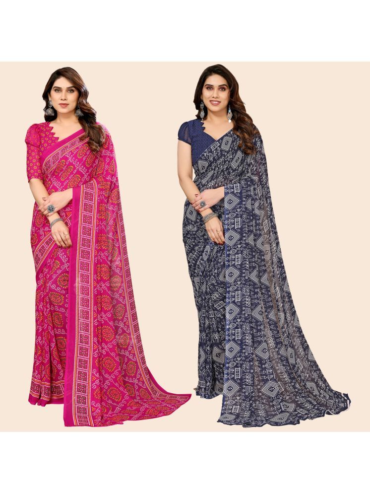     			ANAND SAREES Georgette Printed Saree With Blouse Piece - Multicolour ( Pack of 2 )