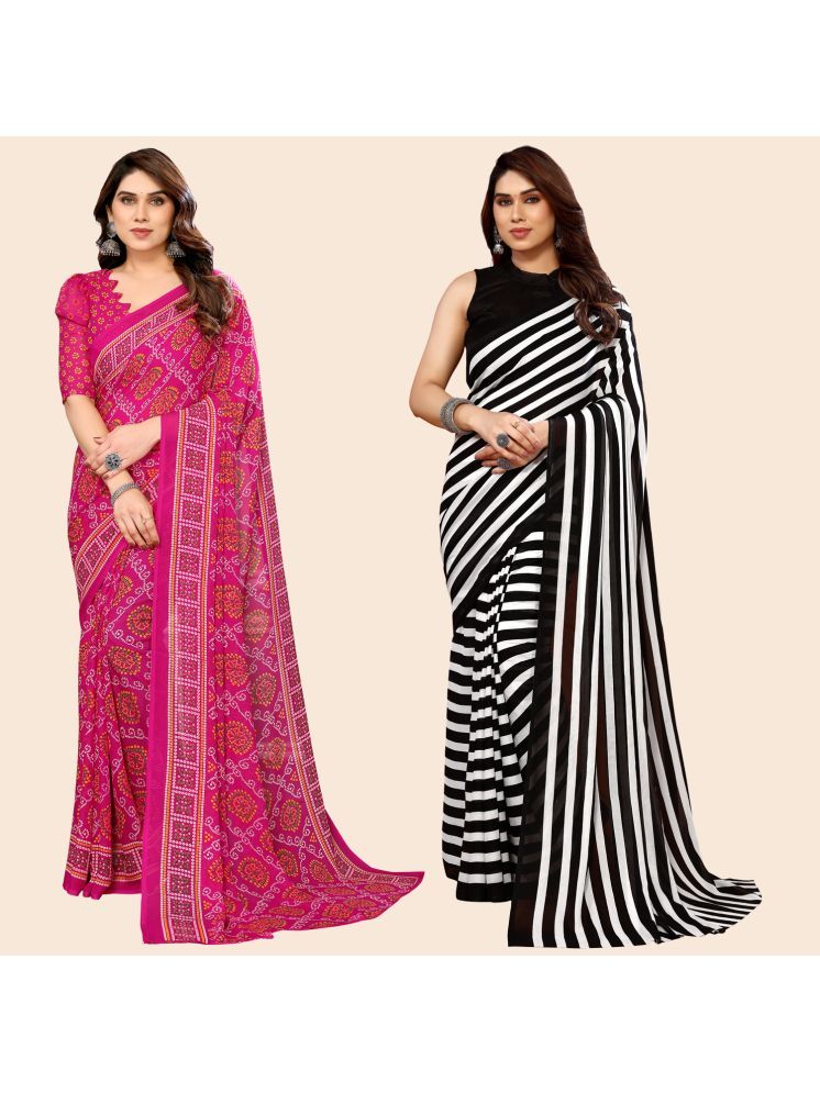     			ANAND SAREES Georgette Printed Saree With Blouse Piece - Multicolour ( Pack of 2 )