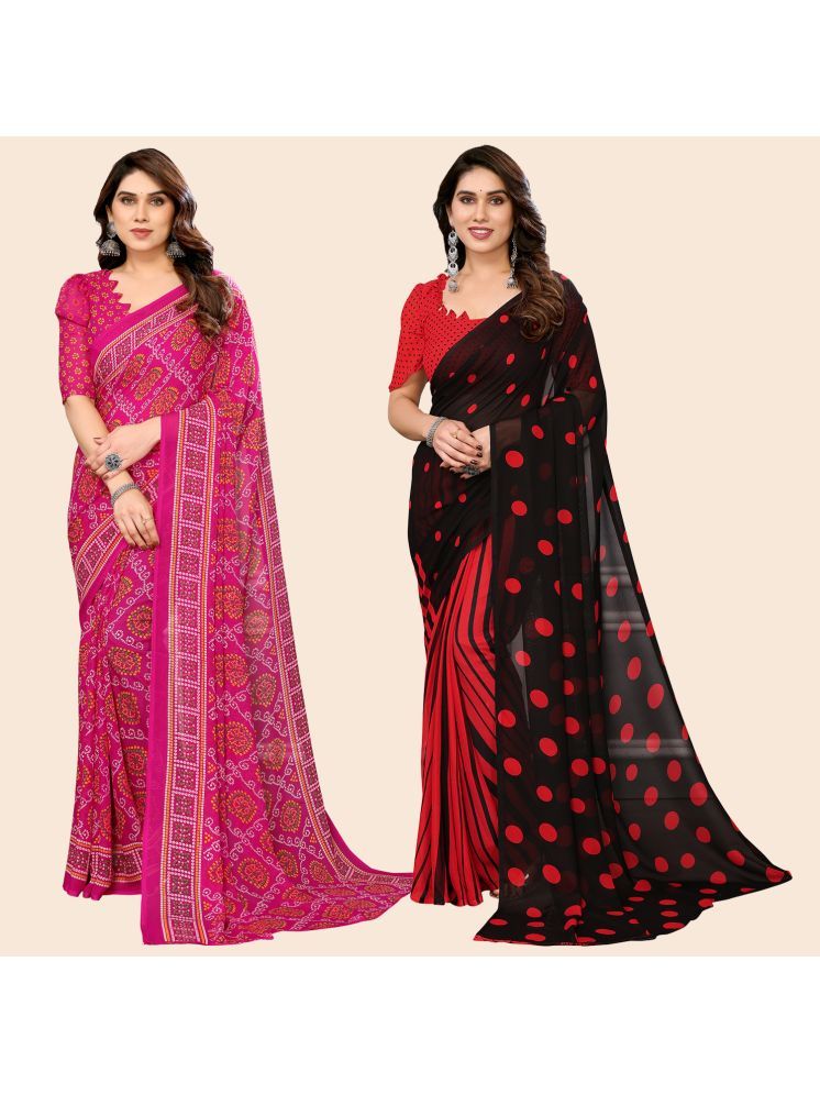     			ANAND SAREES Georgette Printed Saree With Blouse Piece - Multicolour ( Pack of 2 )