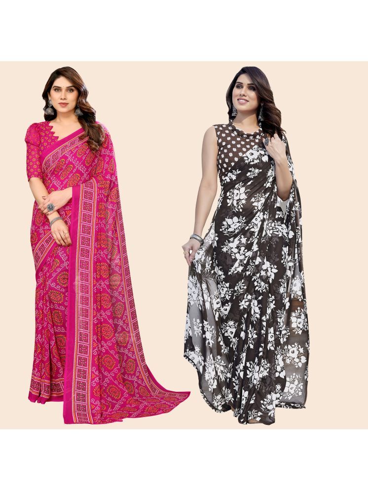     			ANAND SAREES Georgette Printed Saree With Blouse Piece - Multicolour ( Pack of 2 )