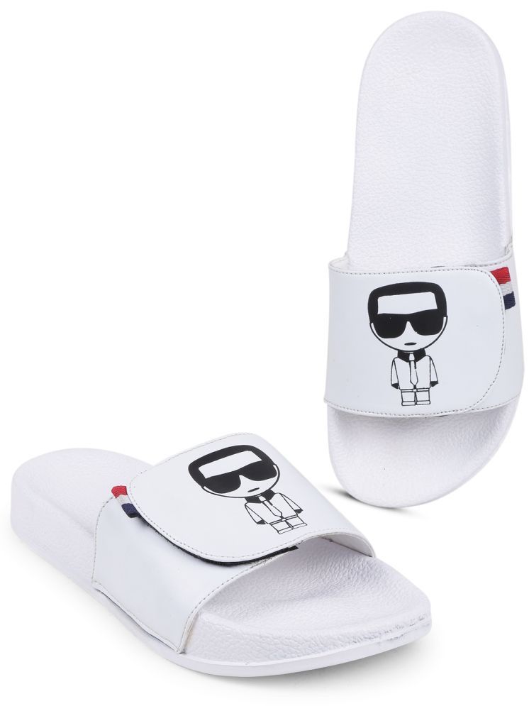     			CLOSHO White Men's Slide Flip Flop