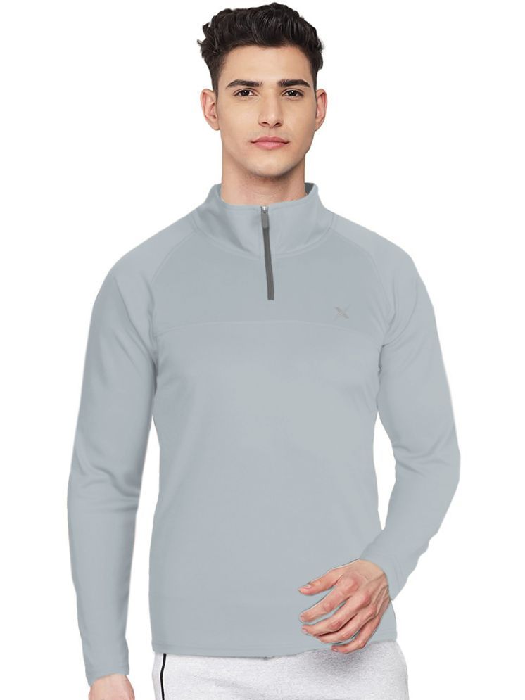     			FTX Polyester Regular Fit Solid Full Sleeves Men's High Neck T-Shirt - Light Grey ( Pack of 1 )