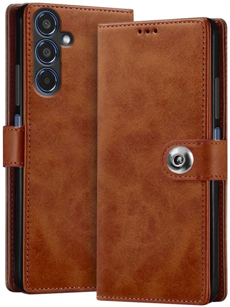     			Fashionury Brown Flip Cover Leather Compatible For Samsung Galaxy M35 5G ( Pack of 1 )