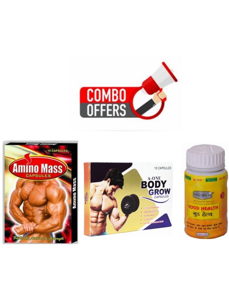     			G & G Pharmacy A-One Body Grow Cap10no.s & Amino Mass Cap 10no.s & Good Health Cap 50 no.s Unflavoured Single Pack