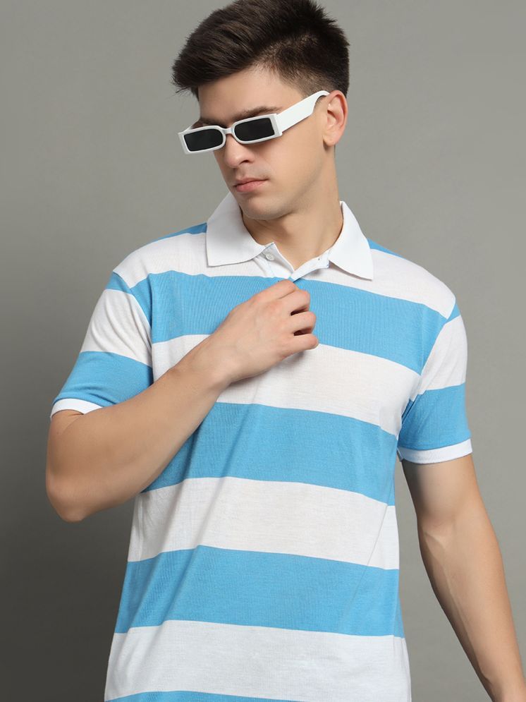     			GET GOLF Cotton Blend Regular Fit Striped Half Sleeves Men's Polo T Shirt - Sky Blue ( Pack of 1 )