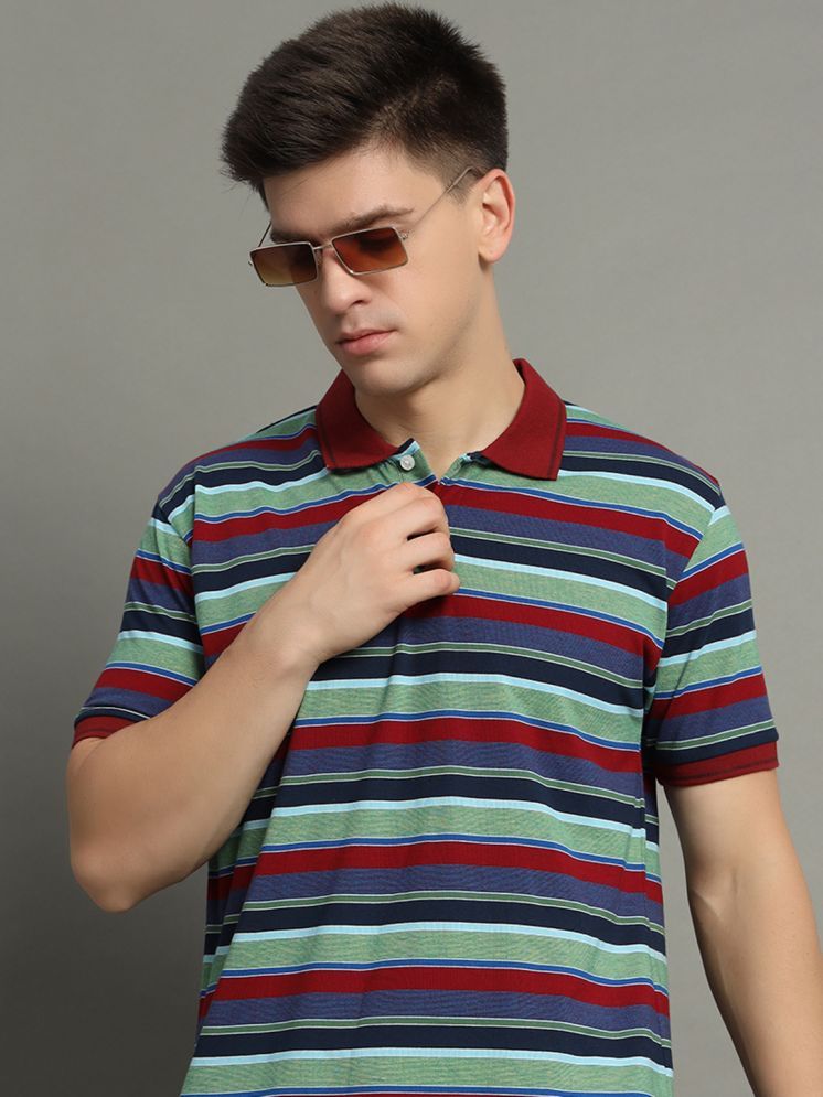     			GET GOLF Cotton Blend Regular Fit Striped Half Sleeves Men's Polo T Shirt - Maroon ( Pack of 1 )