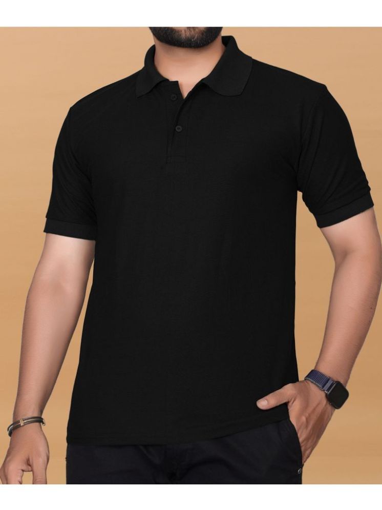     			KAJARU Polyester Regular Fit Solid Half Sleeves Men's Polo T Shirt - Black ( Pack of 1 )