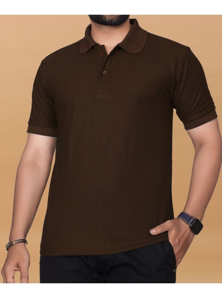     			KAJARU Polyester Regular Fit Solid Half Sleeves Men's Polo T Shirt - Coffee ( Pack of 1 )