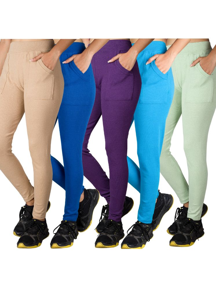     			KARARO JEGGINGS - Cotton Blend Skinny Fit Turquoise Women's Jeggings ( Pack of 5 )