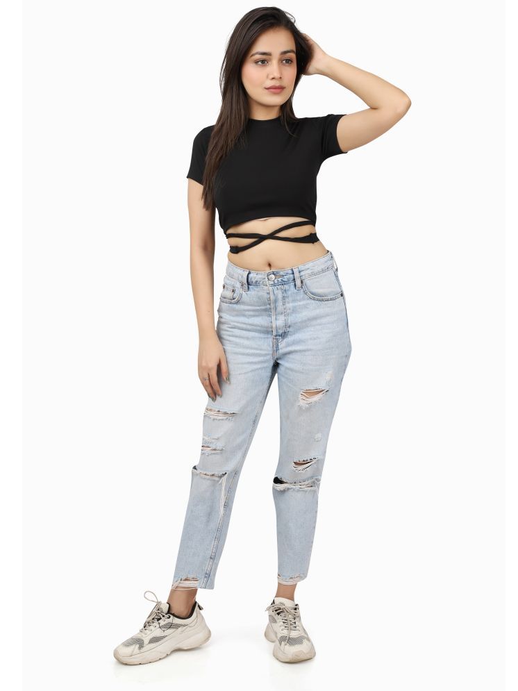     			Leean Patterns Black Cotton Blend Women's Crop Top ( Pack of 1 )