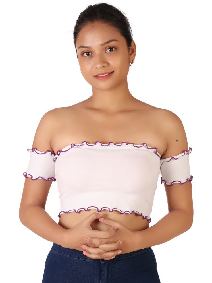     			Leean Patterns White Cotton Blend Women's Crop Top ( Pack of 1 )