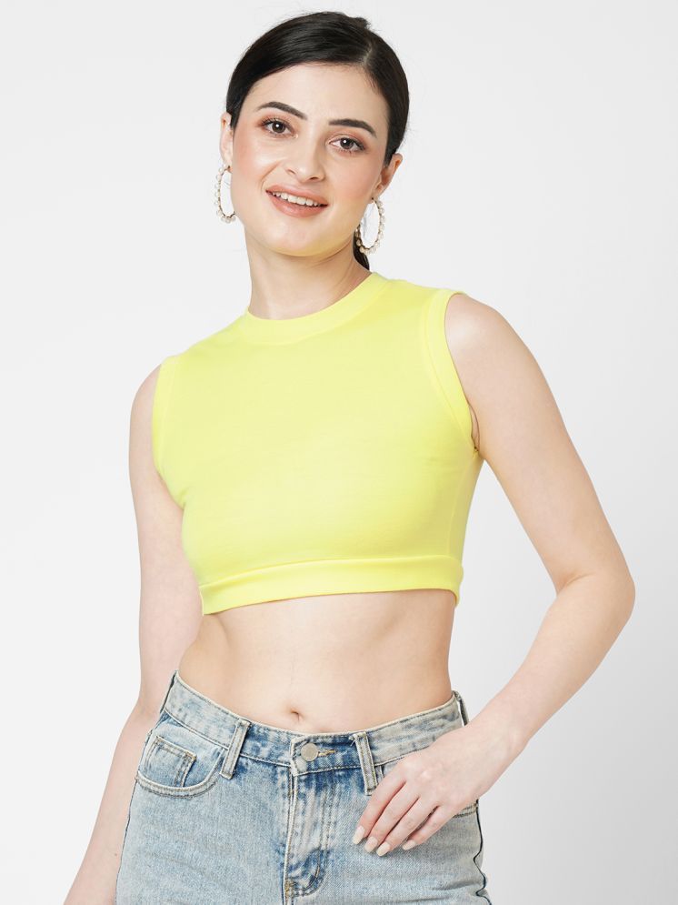     			Leean Patterns Yellow Cotton Blend Women's Crop Top ( Pack of 1 )