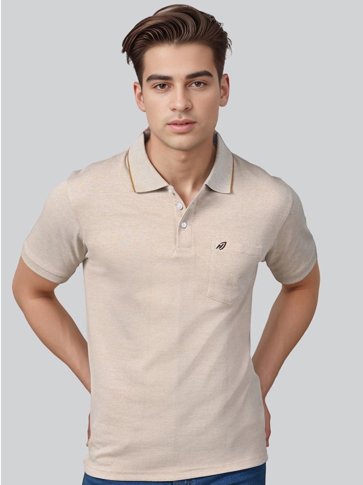     			Lux Nitro Pack of 1 Cotton Regular Fit Solid Half Sleeves Men's Polo T Shirt ( Beige )