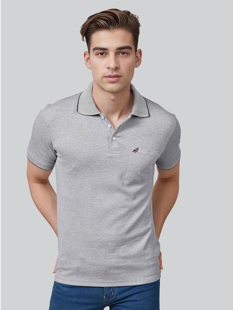     			Lux Nitro Cotton Regular Fit Self Design Half Sleeves Men's Polo T Shirt - Light Grey ( Pack of 1 )