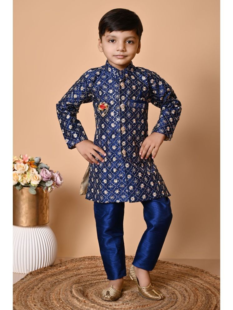     			New Collection Pack of 1 Boys Cotton Blend Kurta Sets ( Blue )