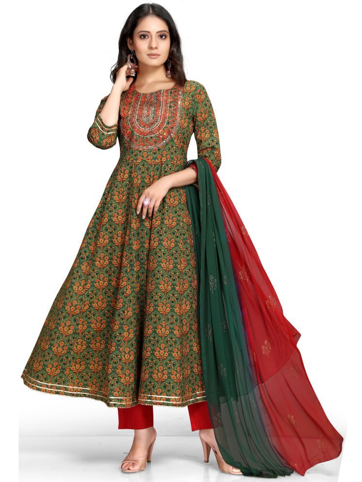     			Rajnandini Cotton Embroidered Kurti With Pants Women's Stitched Salwar Suit - Multicolor ( Pack of 1 )