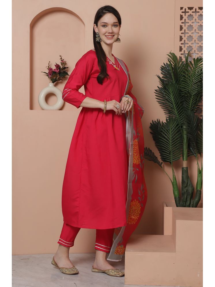     			Rajnandini Silk Solid Kurti With Pants Women's Stitched Salwar Suit - Pink ( Pack of 1 )