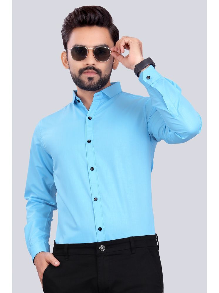     			S.K. CASUAL Cotton Blend Regular Fit Full Sleeves Men's Formal Shirt - Light Blue ( Pack of 1 )