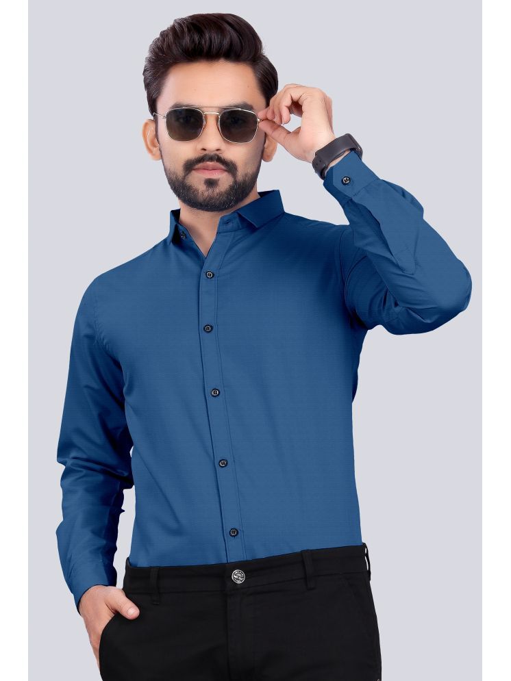     			S.K. CASUAL Cotton Blend Regular Fit Full Sleeves Men's Formal Shirt - Blue ( Pack of 1 )