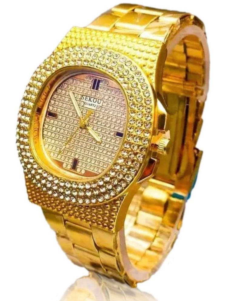     			SHMOFY LUXRY Gold Stainless Steel Analog Men's Watch