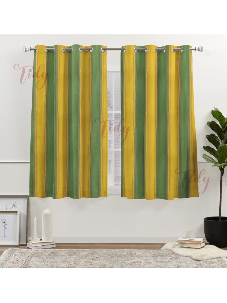     			Tidy Vertical Striped Room Darkening Eyelet Curtain 5 ft ( Pack of 2 ) - Green