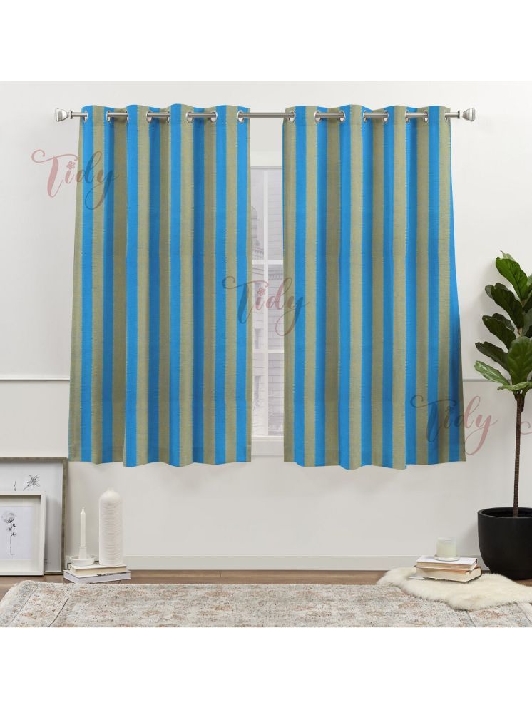     			Tidy Vertical Striped Room Darkening Eyelet Curtain 5 ft ( Pack of 2 ) - Blue