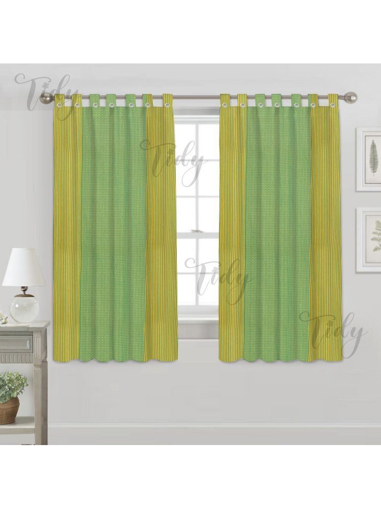     			Tidy Vertical Striped Room Darkening Loop Curtain 5 ft ( Pack of 2 ) - Green