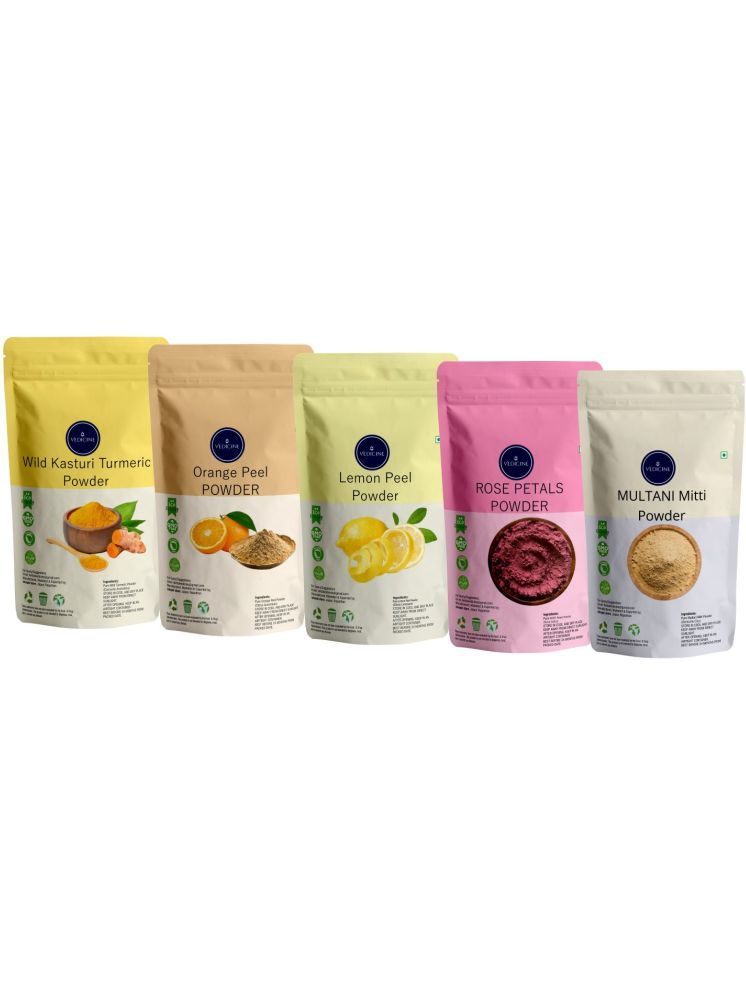     			Vedicine Wild Turmeric Orange Lemon Peel Multani Mitti Rose Powder For Face (75g each) (Pack of 5)