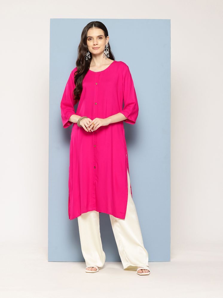     			Aarika Rayon Solid Straight Women's Kurti - Pink ( Pack of 1 )