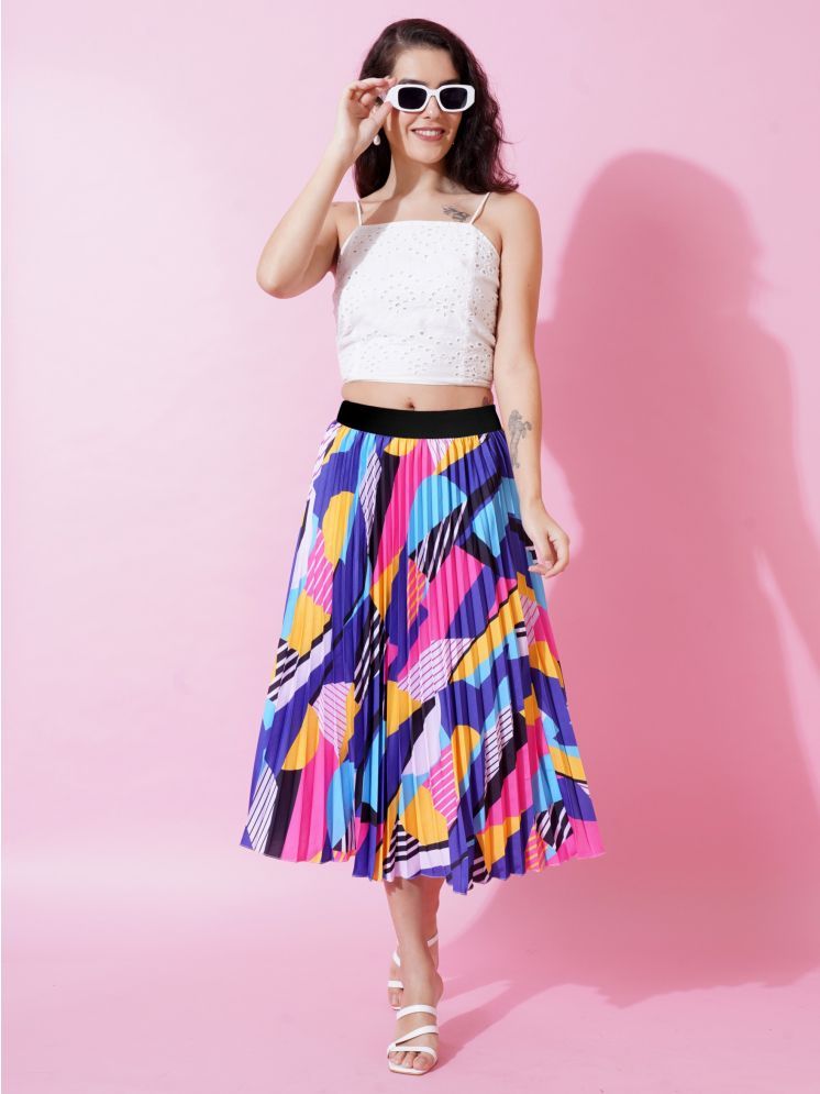     			Femvy Multi Color Polyester Women's Flared Skirt ( Pack of 1 )