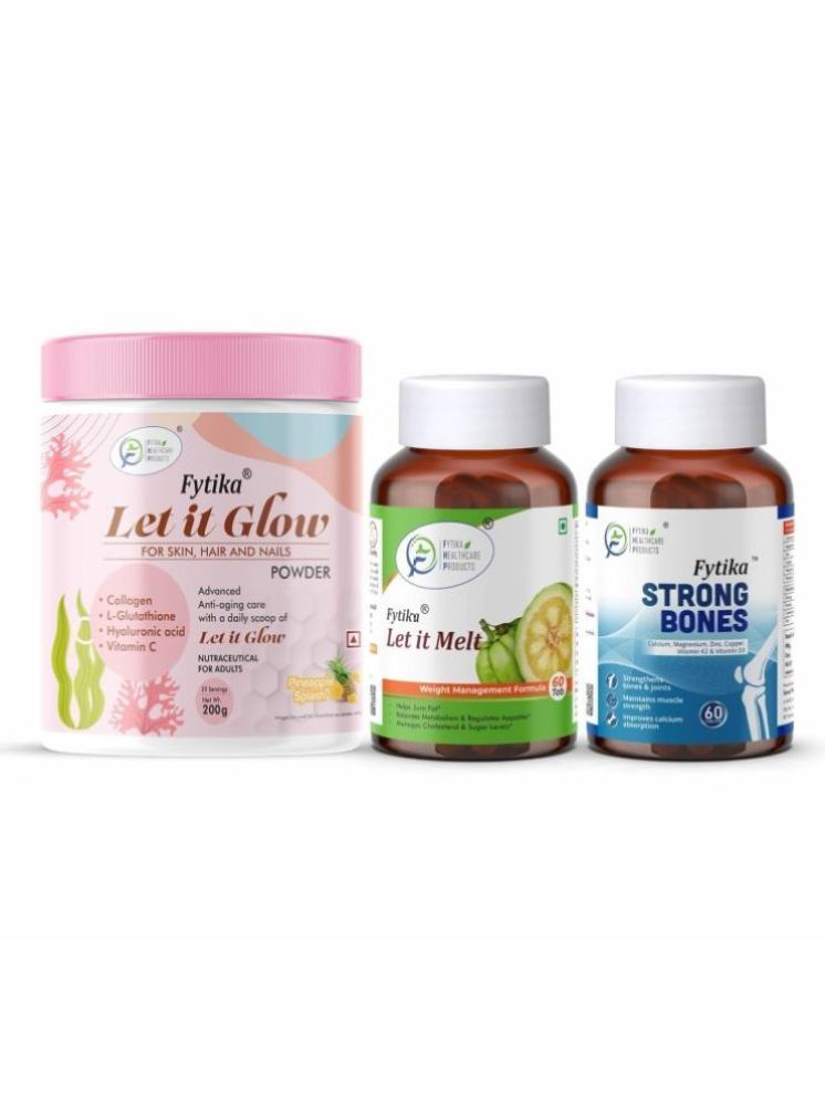     			Fytika Let it Glow Pineapple, Collagen Powder-200G + Fytika Let it melt with Garcinia Cambogia, Green coffee-60 Tabs + Fytika Strongbones -60 Tabs