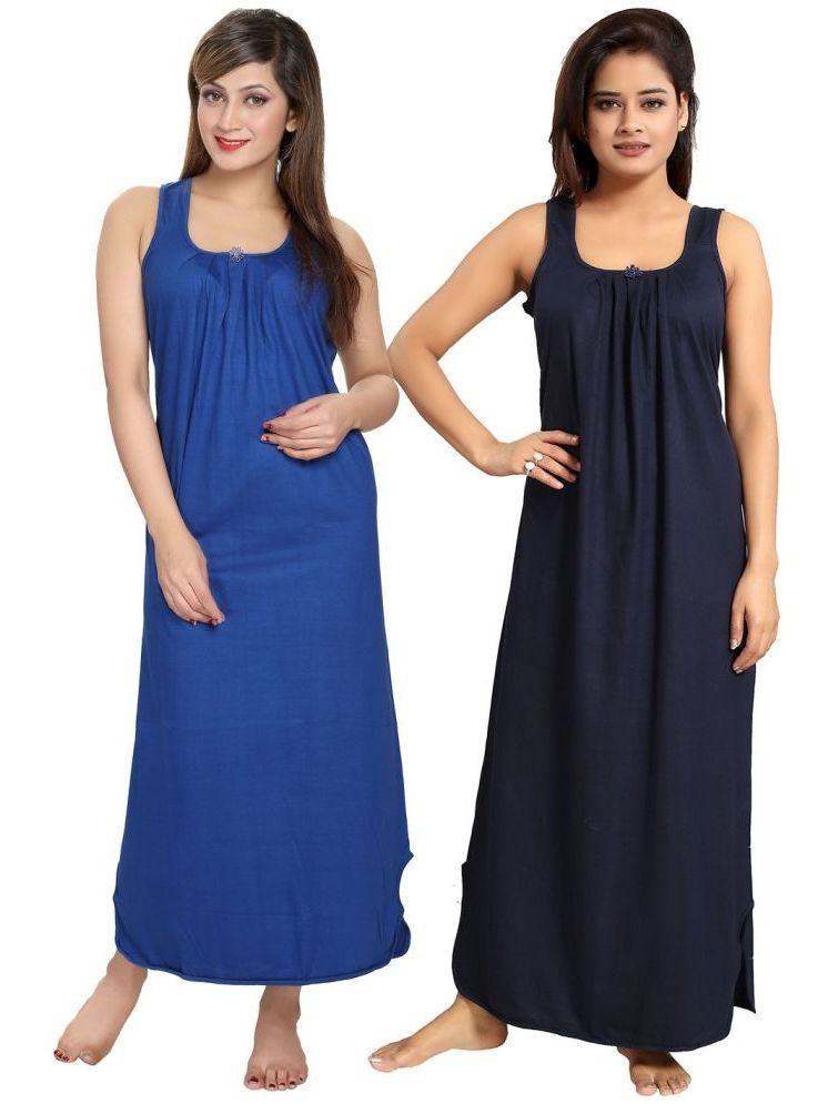     			INNER BEATS Multicolor Cotton Blend Women's Nightwear Night Dress ( Pack of 2 )